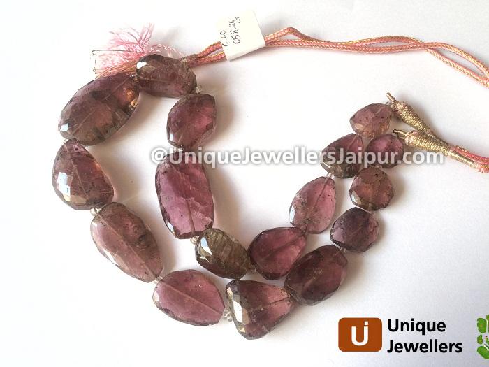 Moss Pink Tourmaline Far Faceted Nugget Beads